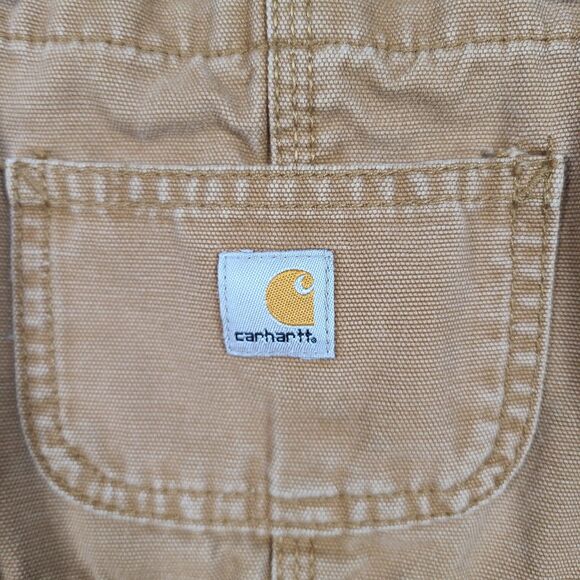 Carhartt Bibs Double Knee Overalls Toddler Size 2T Brown Canvas Flannel Lining - Picture 6 of 10